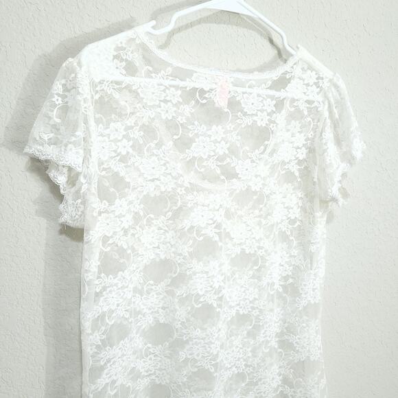 Downeast Lace Top Womens Large  White Floral Summer Coquette Feminine Bo… - Picture 10 of 11